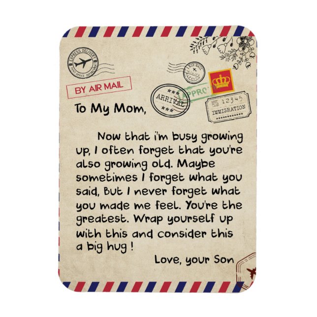 To My Son Gift, Mom And Son, Love Letter To Son Magnet (Vertical)