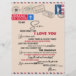 To My Son Gift, Mom And Son, Love Letter To Son Menu