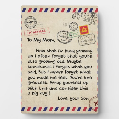 To My Son Gift Mom And Son Love Letter To Son Plaque