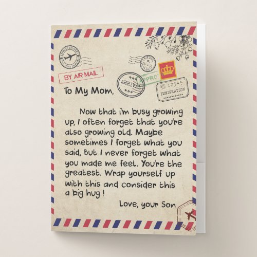 To My Son Gift Mom And Son Love Letter To Son Pocket Folder