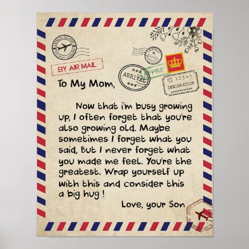 To My Son Gift Mom And Son Love Letter To Son Poster