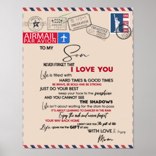 To My Son Gift, Mom And Son, Love Letter To Son Poster
