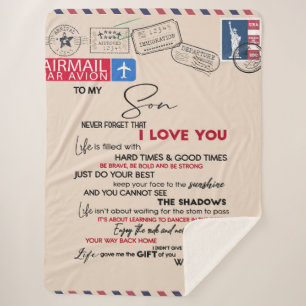 To My Son Gift, Mom And Son, Love Letter To Son Sherpa Blanket
