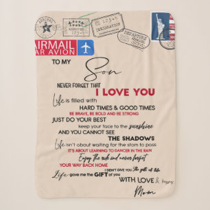 To My Son Gift, Mom And Son, Love Letter To Son Sherpa Blanket