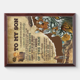 To My Son Gift,Tiger Lovers,Letter To Son From Dad Award Plaque