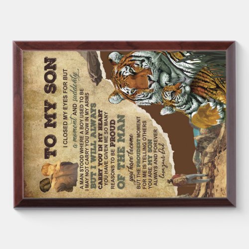 To My Son GiftTiger LoversLetter To Son From Dad Award Plaque