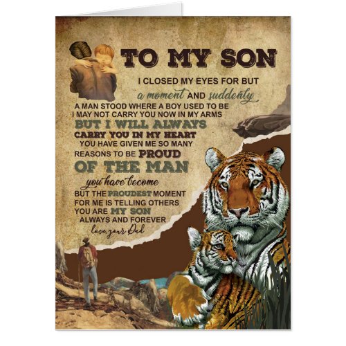 To My Son GiftTiger LoversLetter To Son From Dad Card