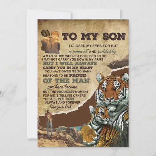 To My Son GiftTiger LoversLetter To Son From Dad Holiday Card