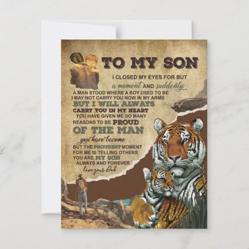 To My Son GiftTiger LoversLetter To Son From Dad Invitation