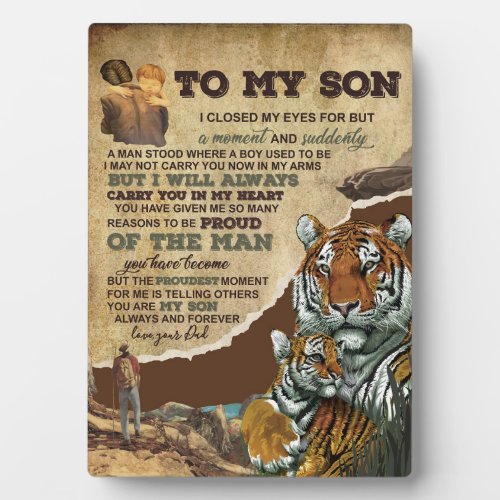 To My Son GiftTiger LoversLetter To Son From Dad Plaque