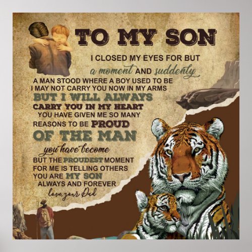 To My Son GiftTiger LoversLetter To Son From Dad Poster