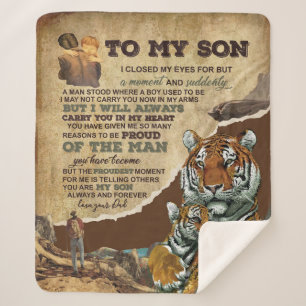 To My Son Gift,Tiger Lovers,Letter To Son From Dad Sherpa Blanket