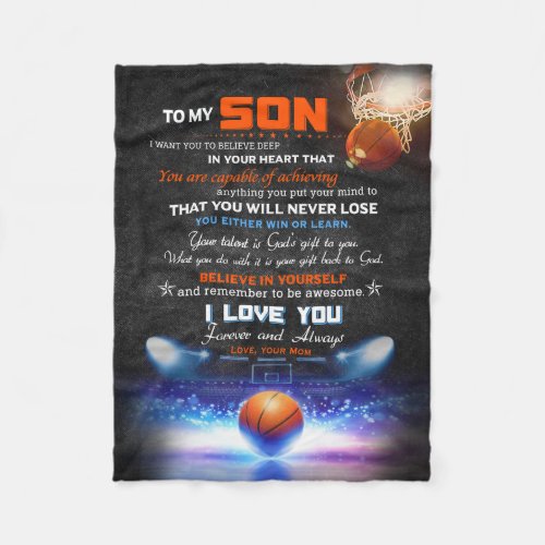To My Son Your Talent Is Gods Gift Basketball Fleece Blanket