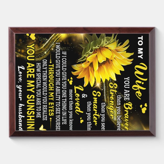 To My Sunflower Wife Birthday Gift, Couple Love Award Plaque (Horizontal)