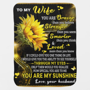 To My Sunflower Wife Birthday Gift, Couple Love Baby Blanket