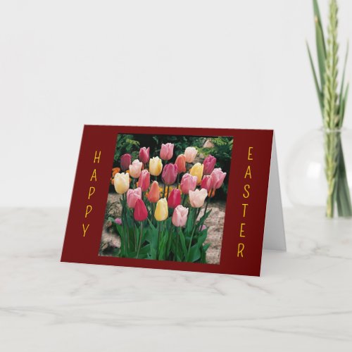 TO MY TEACHER AT EASTER TULIPS HOLIDAY CARD