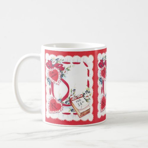 To My Teacher Vintage Valentines Day Love Hearts Coffee Mug