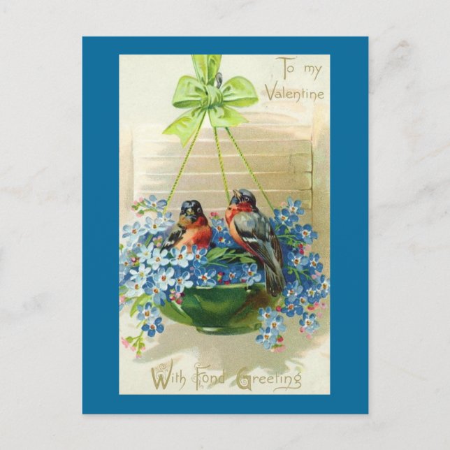 To My Valentine Birds in Flowers Holiday Postcard (Front)