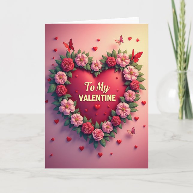 To My Valentine Roses Wreath Card (Front)