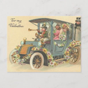 To My Valentine Vintage Car Holiday Postcard