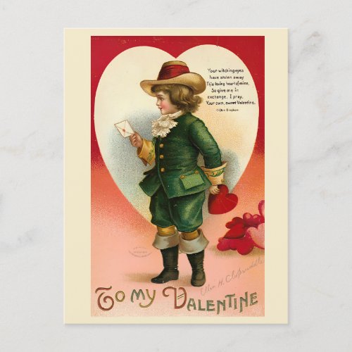 To my Valentine Vintage Victorian Valentines Day Postcard