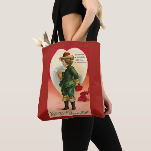 To my Valentine Vintage Victorian Valentines Day Tote Bag