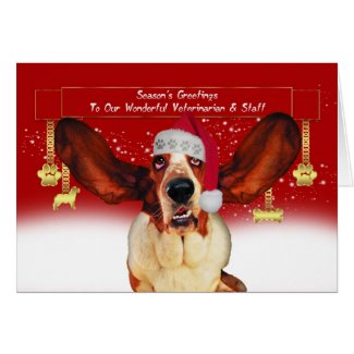 to my vet christmas holiday card with basset hound