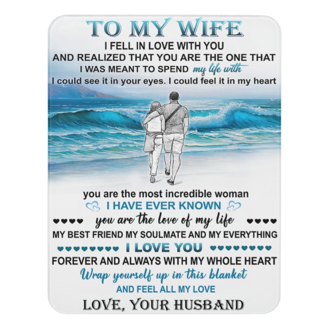 To My Wife Beach Gift, Wife Birthday, Couple Love Door Sign (Contemporary Vert)