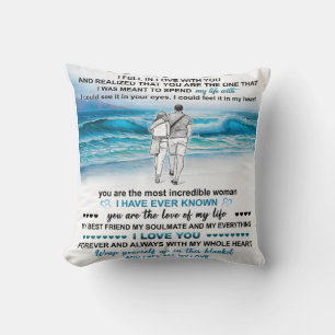 To My Wife Beach Gift, Wife Birthday, Couple Love Throw Pillow