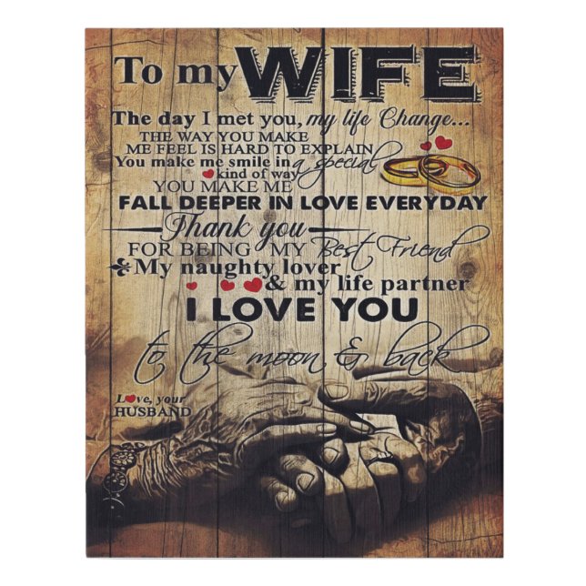 To My Wife Design | Best Anniversary Gift | Faux Canvas Print (Front)