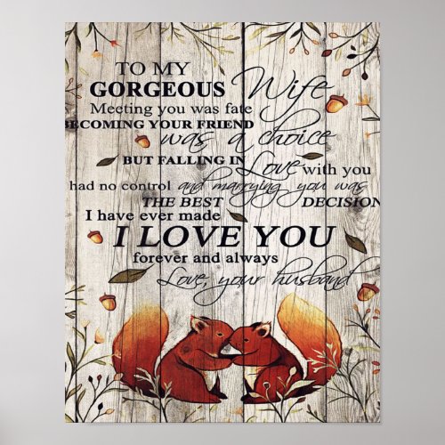 To my Wife Letter  Cute Gift For Your Wife Poster