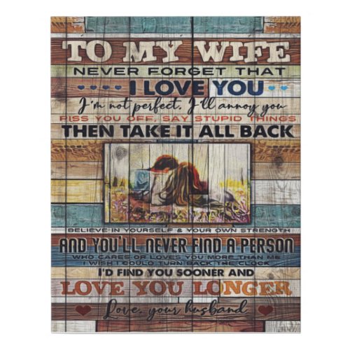 To My Wife Mother Birthday Gift Letter  Faux Canvas Print