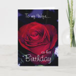 To my Wife on her Birthday-Red Rose Romantic Card<br><div class="desc">Beautiful close up of a red rose for your wife on her birthday, featuring a beautiful deep red rose embodying romance! Inside verse can be customized, as well as the front... I've made it very romantic... but say whatever you wish on the inside... you can get creative and add something...</div>