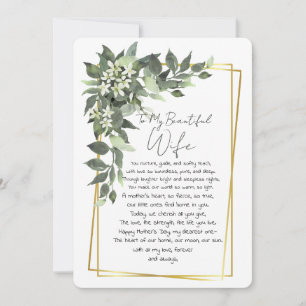 To my Wife on Mothers Day Holiday Card