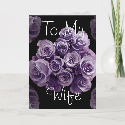 To My Wife Purple Roses Happy Anniversary Card