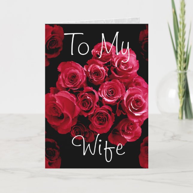 To My Wife  Red Roses Happy Anniversary Card (Front)