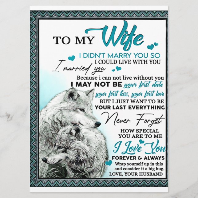 To My Wolf Wife Birthday Gift, Couple Wedding Gift Menu (Front)