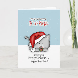 To my wonderful Boyfriend- Cat Christmascard Holiday Card
