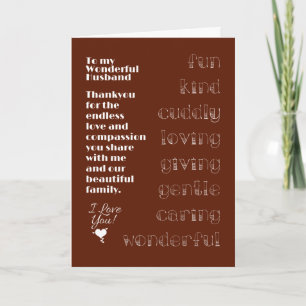To My Wonderful Husband Card