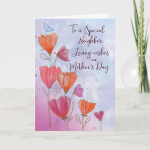 To Neighbor Mothers Day Love with Orange and Pink  Card