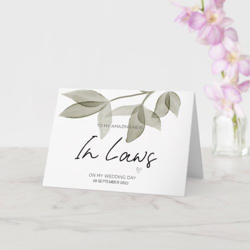 To New Parents in Law Wedding Thank You From Bride Card