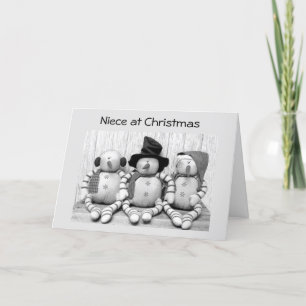 TO *NIECE* AT CHRISTMAS FROM CUTE SNOWMEN HOLIDAY CARD