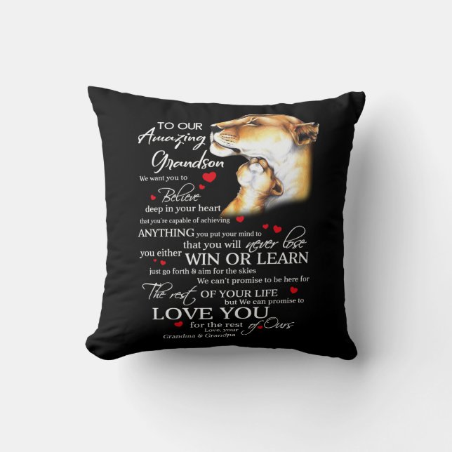 To Our Amazing Grandson Throw Pillow (Front)