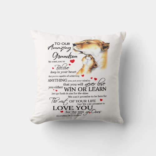 To Our Amazing Grandson Throw Pillow