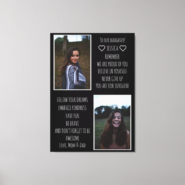 To Our Daughter Message Photo Collage Canvas Print (Front)