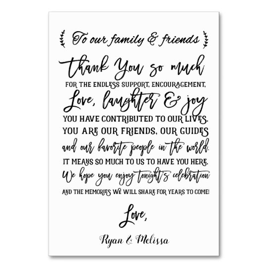 To Our Family & Friends | Wedding Thank You | Zazzle.com