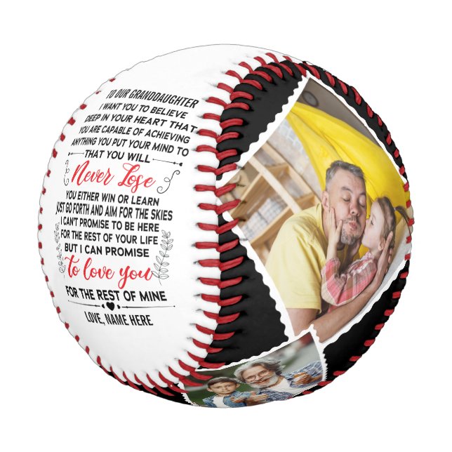 To Our Granddaughter From Grandparent Custom Photo Baseball (Angled)