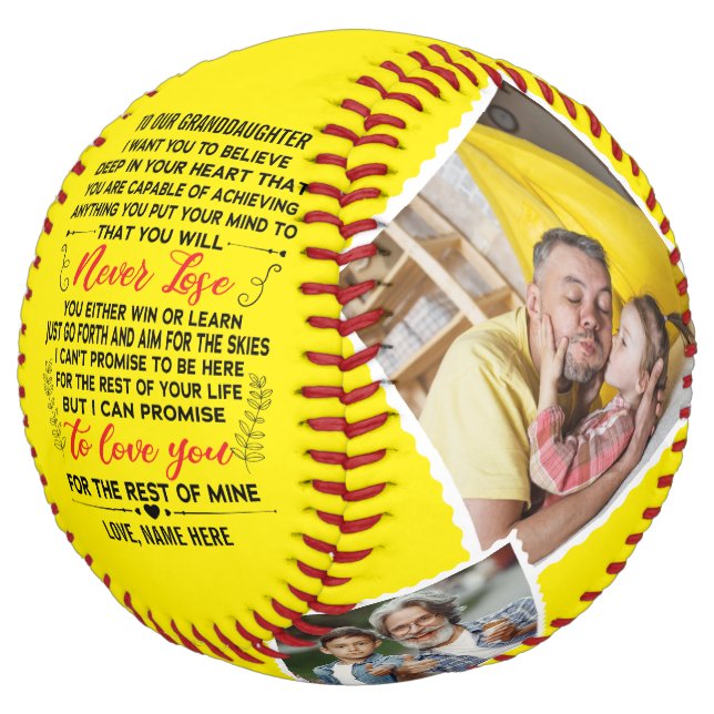 To Our Granddaughter From Grandparent Custom Photo Softball (Angled)