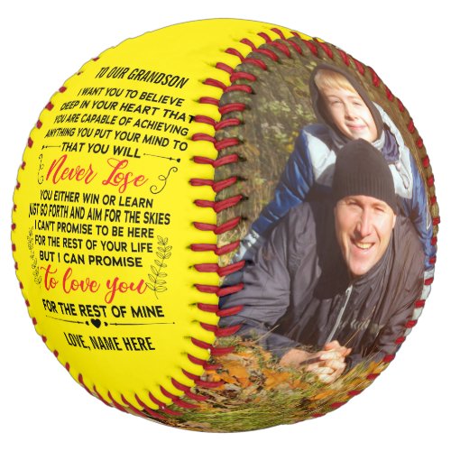 To Our Grandson From Grandparents  Custom 2 Photo Softball