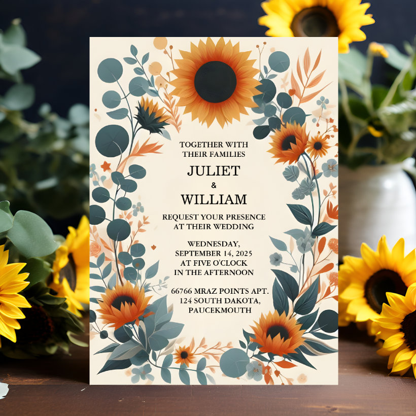 To Plants Rustic Garden Greenery Sunflower Wedding Invitation (Creator Uploaded)